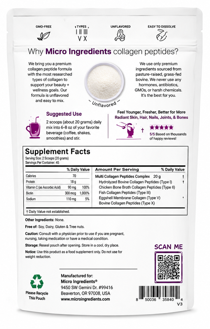 Multi Collagen Peptides Types - 907 G (2 Lb)